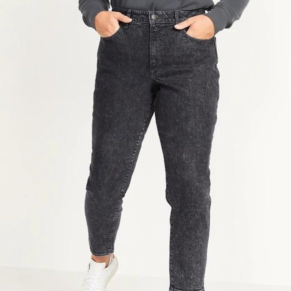 Old Navy High-Waisted O.G. Straight Black-Wash Jeans for Women New - Picture 4 of 7